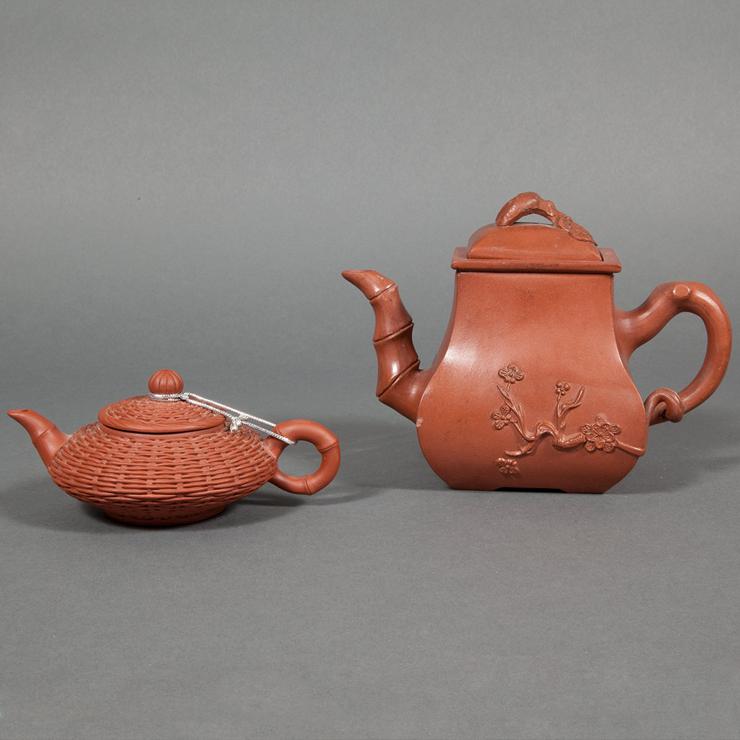 Appraisal: Two Chinese Yixing Teapots Height of taller inches C