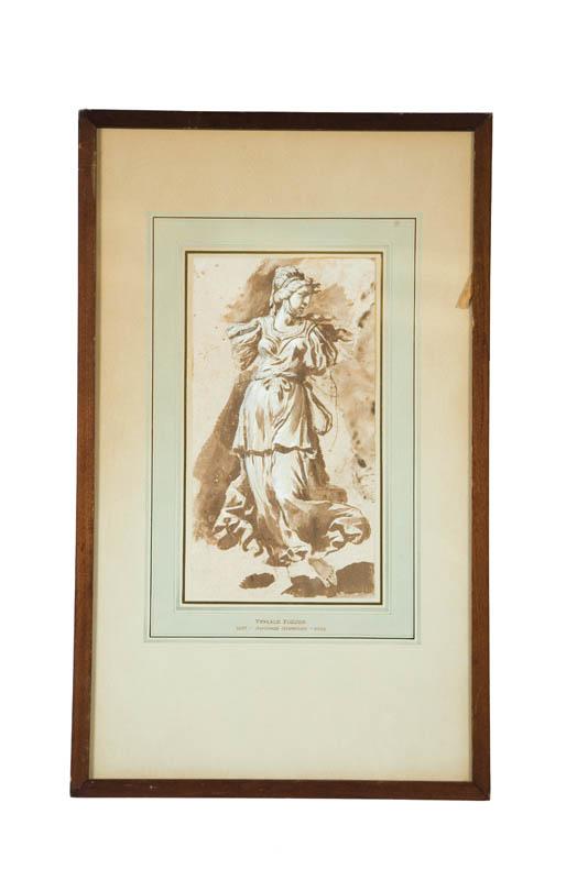 Appraisal: FEMALE FIGURE ATTRIBUTED TO ANTONIO GIONIMA ITALY - Brown ink