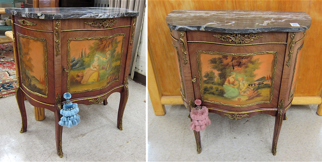 Appraisal: A PAIR OF LOUIS XV STYLE PETITE COMMODES made in