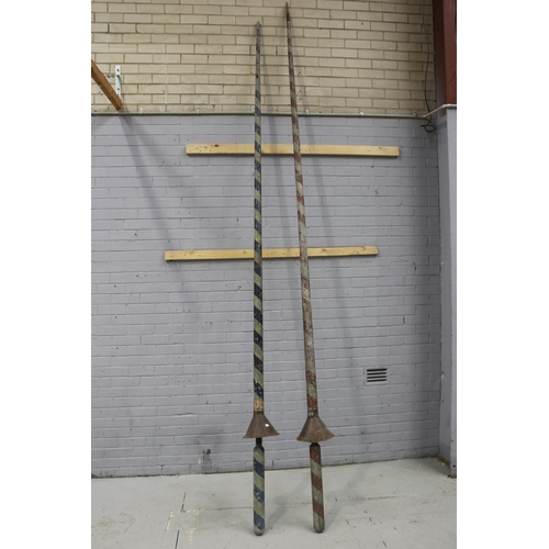 Appraisal: Rare pair of French Medieval revival jousting lances painted pine