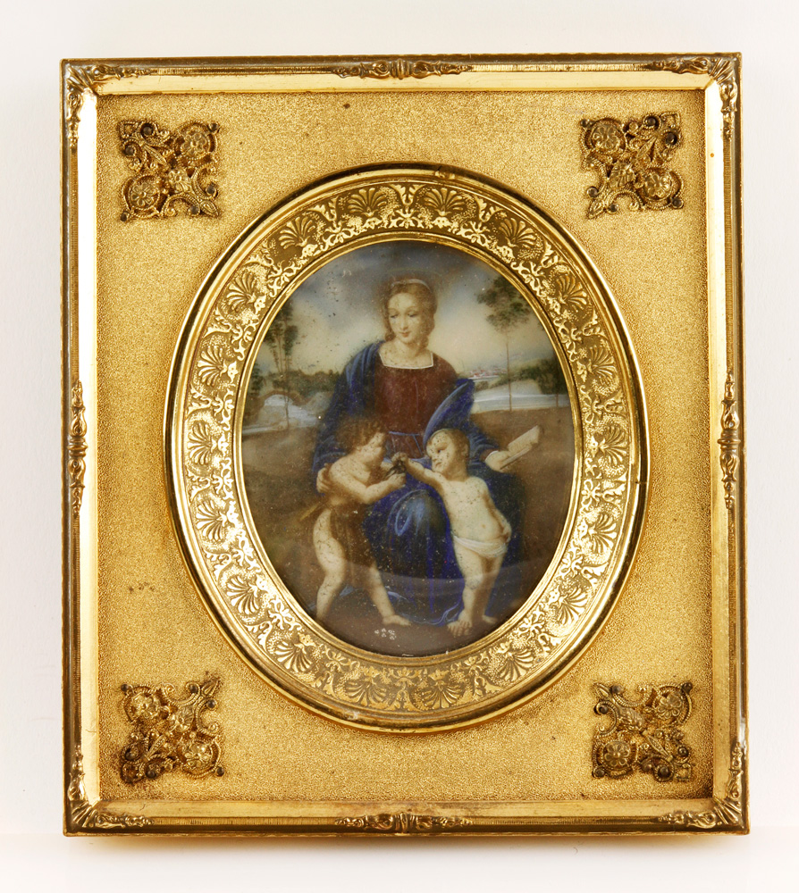 Appraisal: - Miniature after Raphael Madonna of the Goldfinch After Raphael