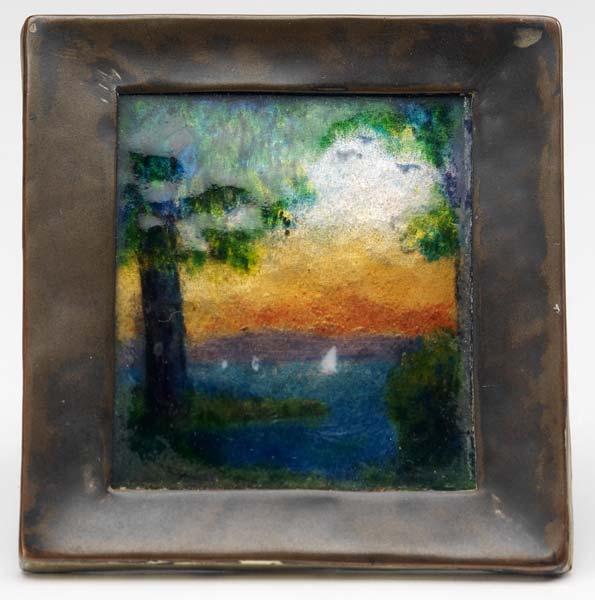 Appraisal: GERTRUDE TWICHELL Extremely rare enameled picture of trees alongside a