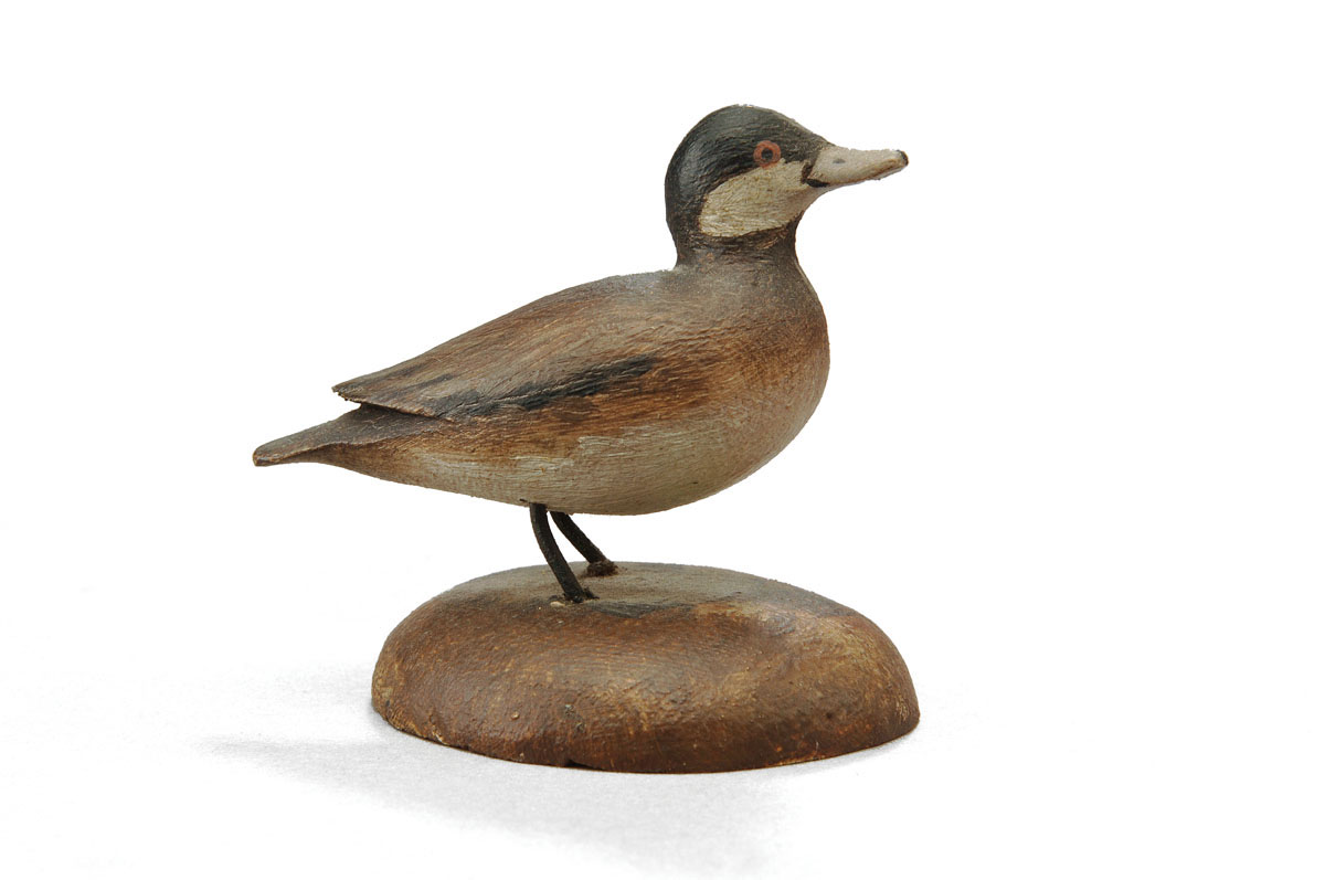 Appraisal: A ELMER CROWELL - CARVED AND PAINTED RUDDY DUCK CIRCA