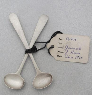 Appraisal: A pair of George III Scottish provincial salt spoons maker