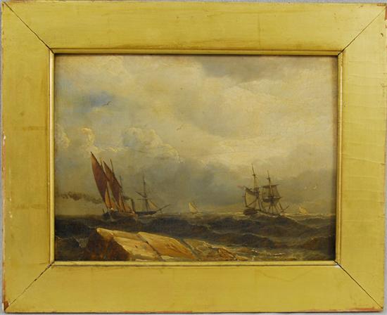 Appraisal: SAM BOUGH English - SAILING SHIPS OFF THE COAST oil