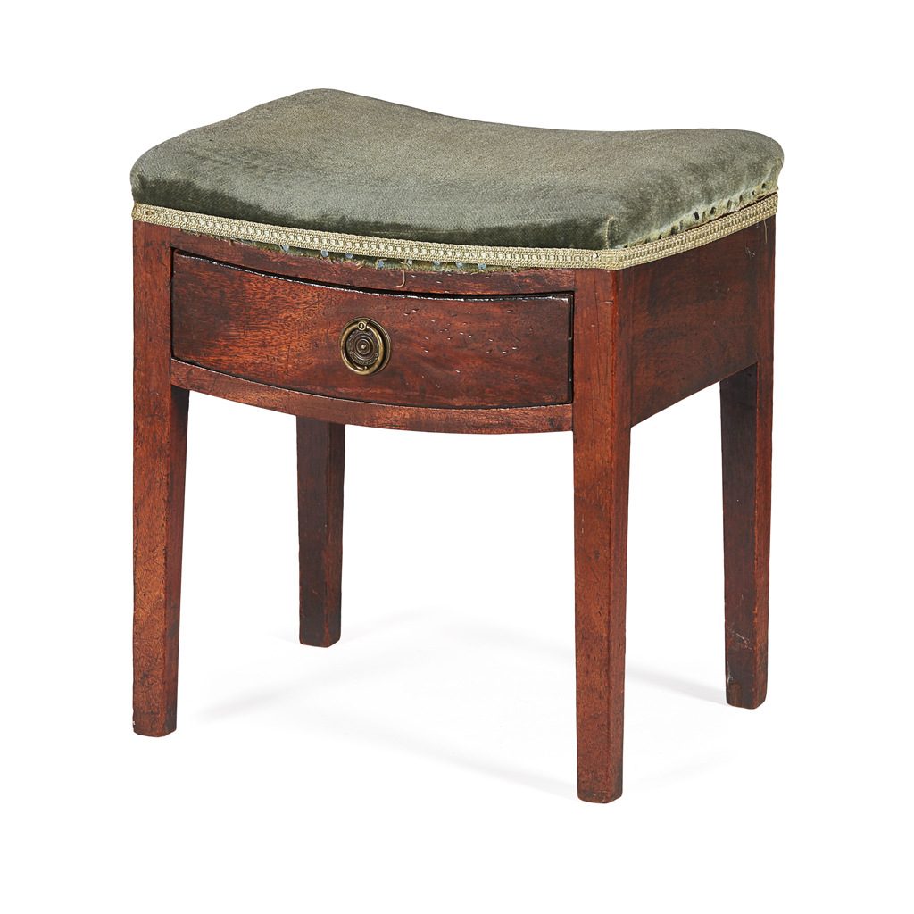 Appraisal: GEORGE III MAHOGANY DRESSING STOOL LATE TH CENTURY the curved