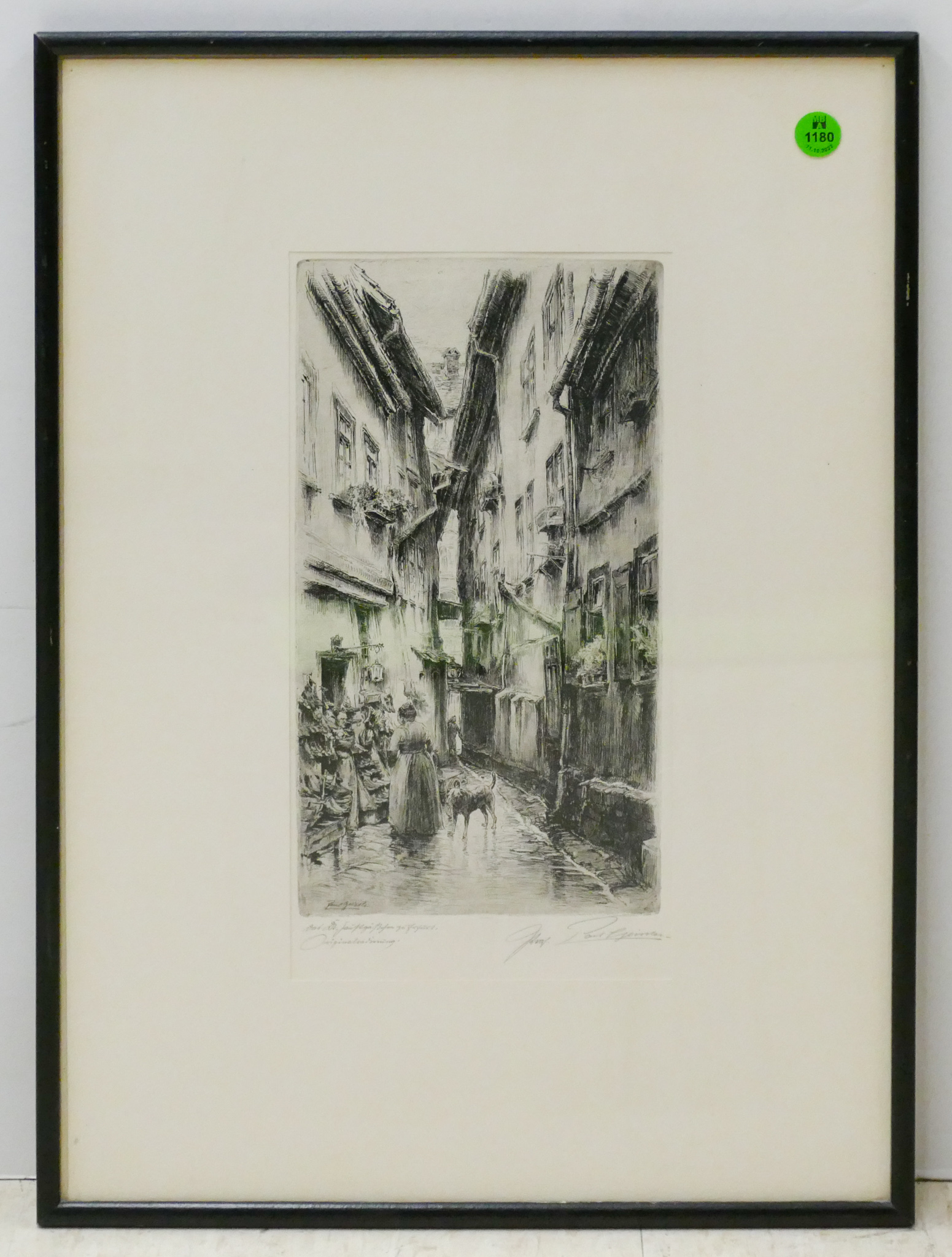 Appraisal: Paul Geissler European Street Scene Etching Framed ''x ''