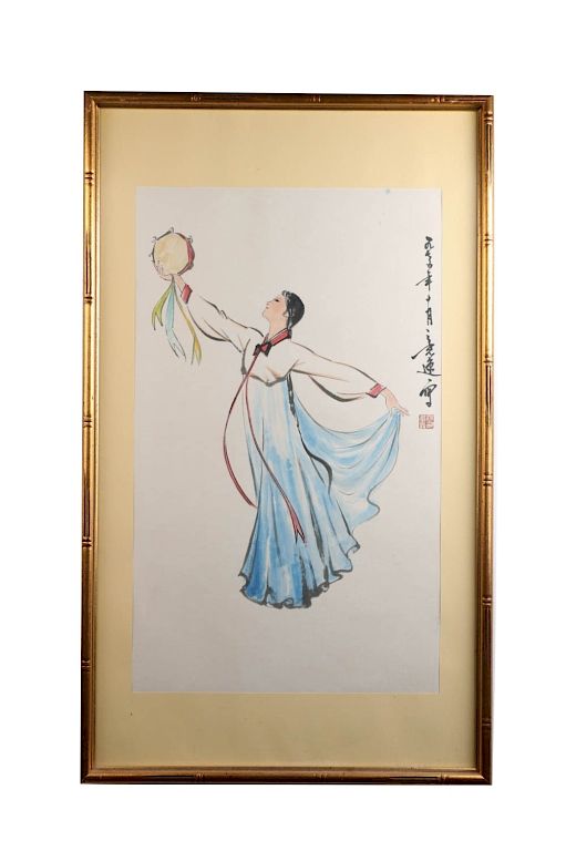 Appraisal: YANG ZHIGUANG - DANCING LADY Depicting a minority group lady