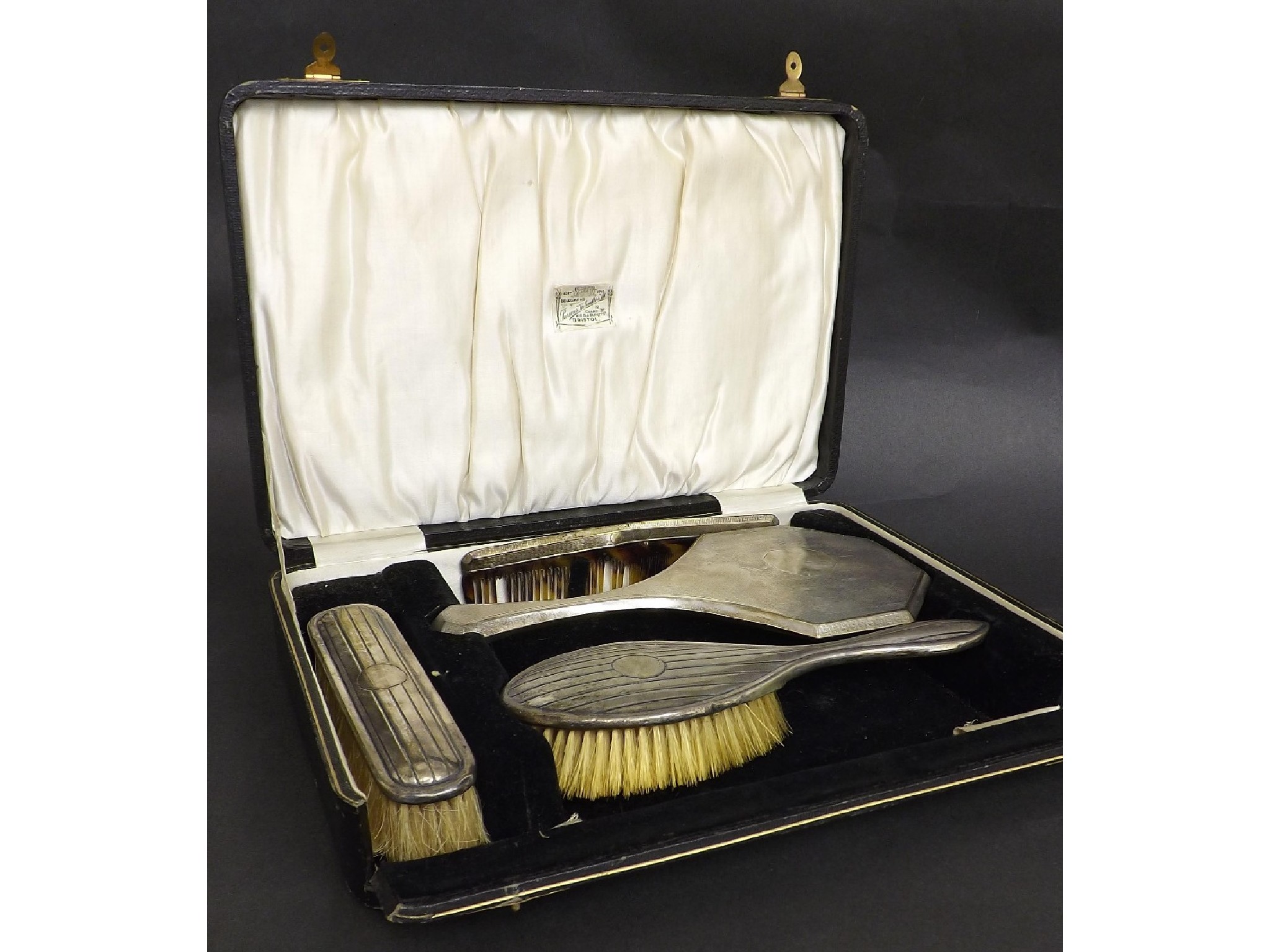 Appraisal: Matched four piece silver dressing set within a box