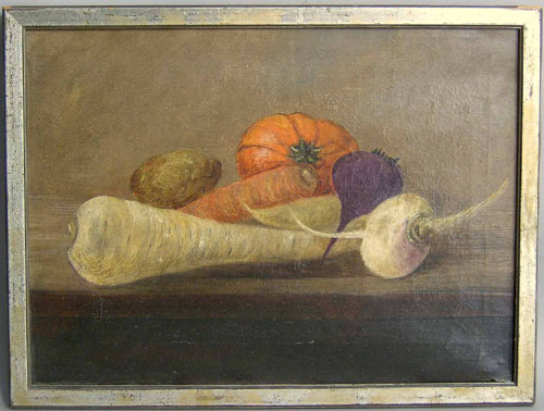 Appraisal: Oil on canvas still life ca x