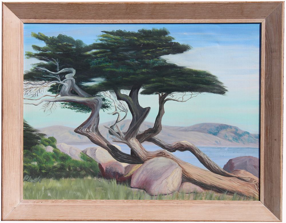 Appraisal: Signed th C Painting of a Monterey Cypress Signed th