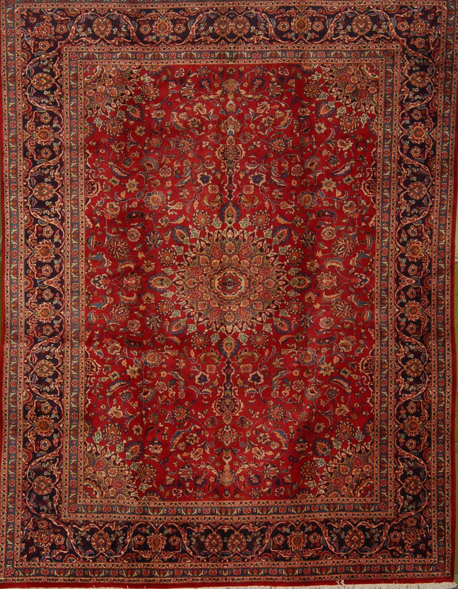 Appraisal: ORIENTAL RUG MESHED ' x ' Central circular medallion and