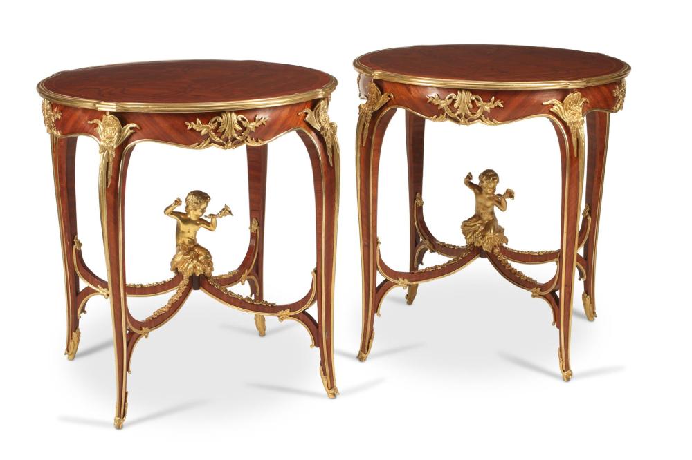 Appraisal: A PAIR OF FRENCH LOUIS XV-STYLE TABLESA pair of French