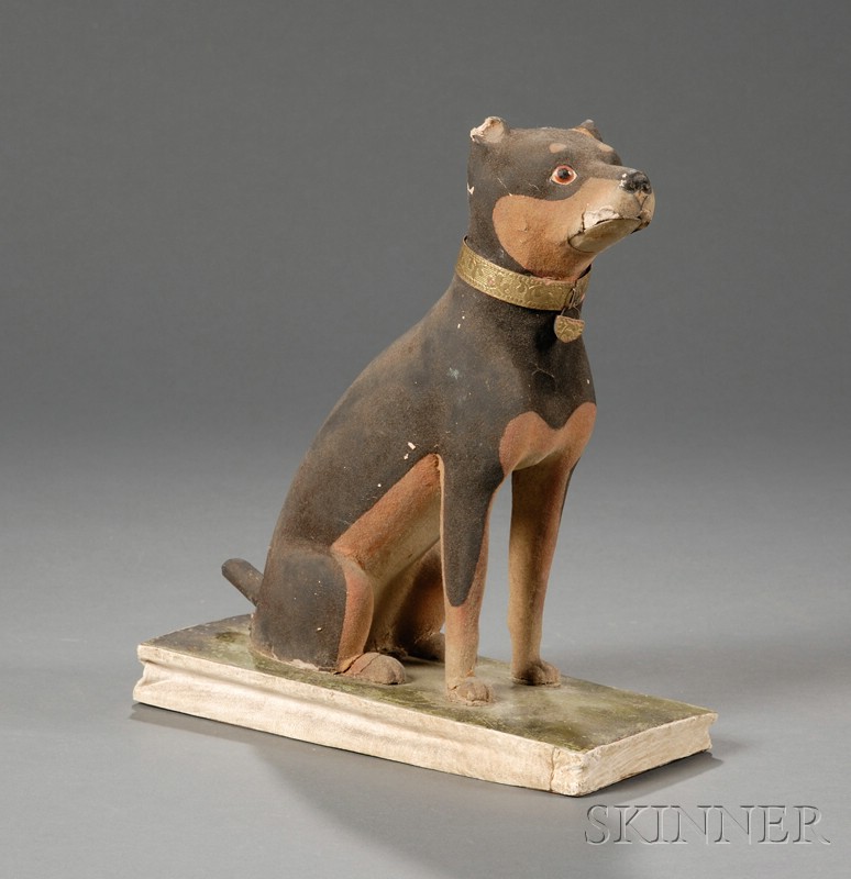 Appraisal: Papier-mache Doberman Squeak Toy Germany early th century flocked composition