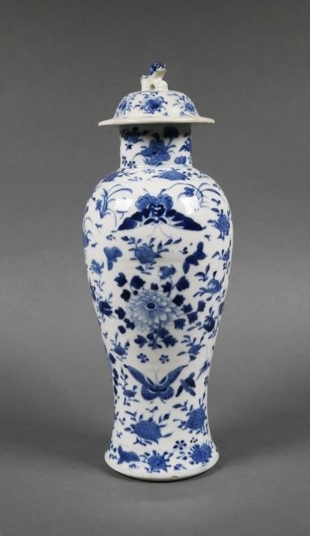 Appraisal: Antique Chinese blue and white porcelain baluster form lidded vase