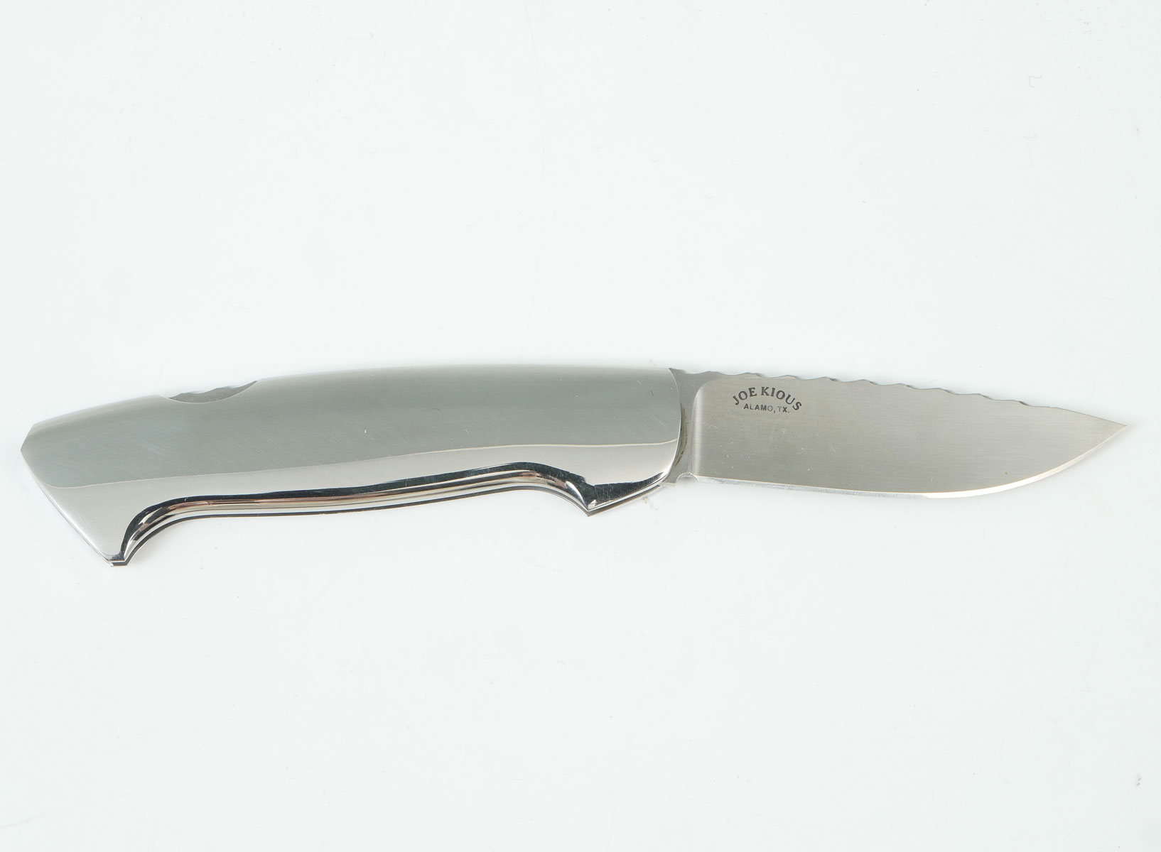 Appraisal: JOE KIOUS LOCKBACK FOLDER Beautiful stainless steel design '' overall