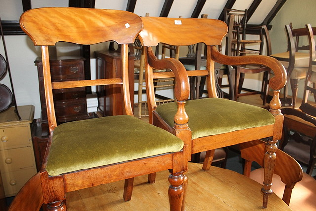 Appraisal: A SET OF SIX VICTORIAN BLEACHED MAHOGANY DINING CHAIRS with