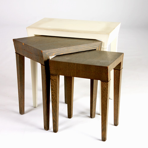 Appraisal: JAMES MONT Three nesting tables two with limed oak finish