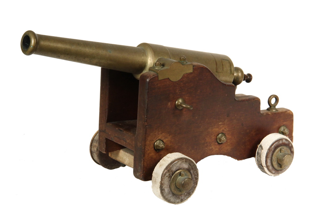 Appraisal: BRONZE SIGNAL CANNON - Circa Miniature Model Parrot Rifle on