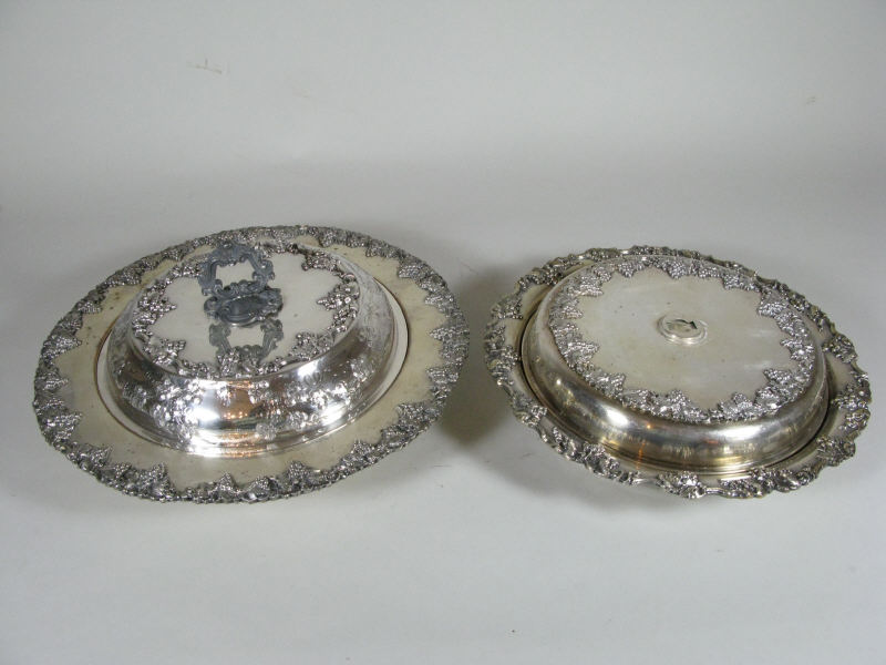 Appraisal: Two Silverplate Divided Entr e Servers each with attractive grape