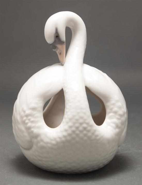 Appraisal: Lladro porcelain swan vase no blue stamp mark in H