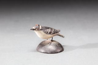 Appraisal: Miniature Downy Woodpecker by A Elmer Crowell A Elmer Crowell