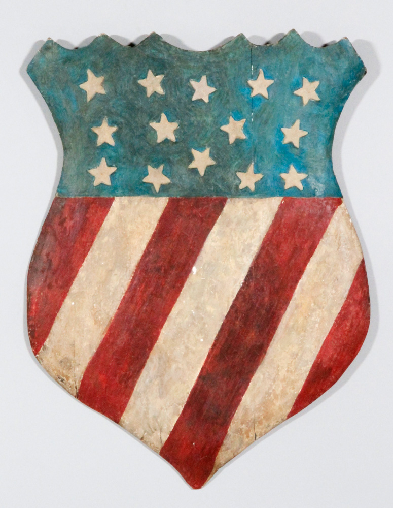 Appraisal: - American Flag Painted Shield American flag painted shield polychrome