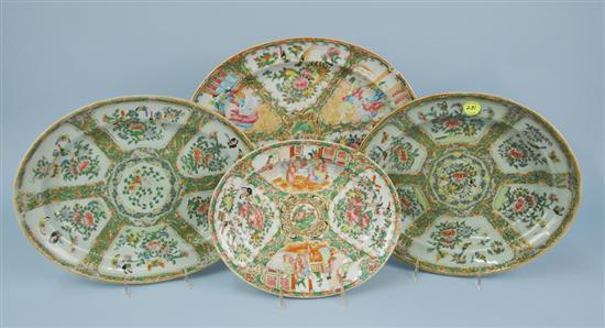 Appraisal: FOUR CHINESE EXPORT SERVING PLATTERS including celadon glazed with butterfly