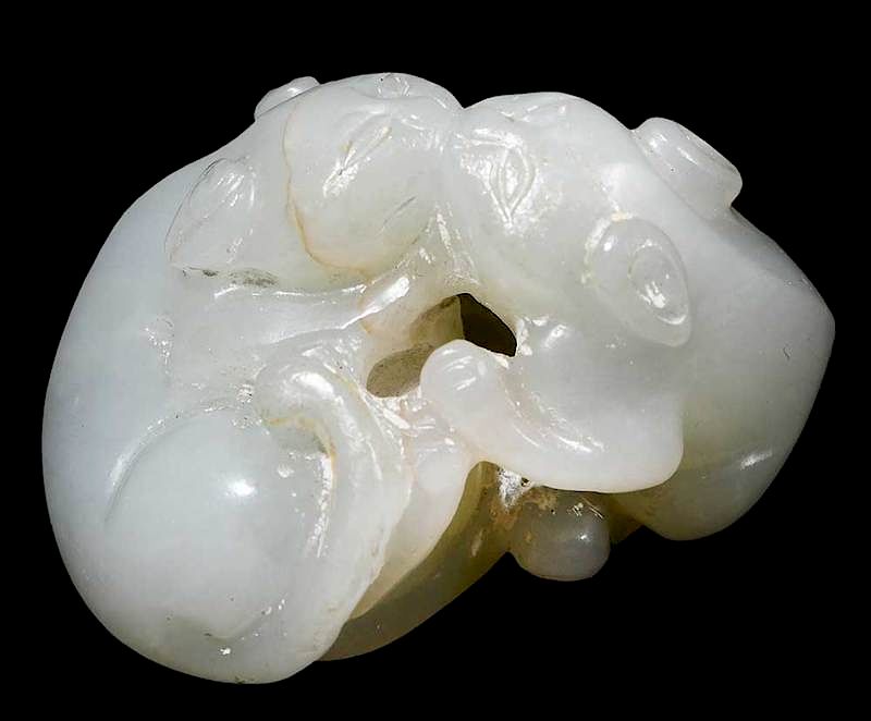 Appraisal: Jade Mother Cat and Kitten Chinese carved figure of cat