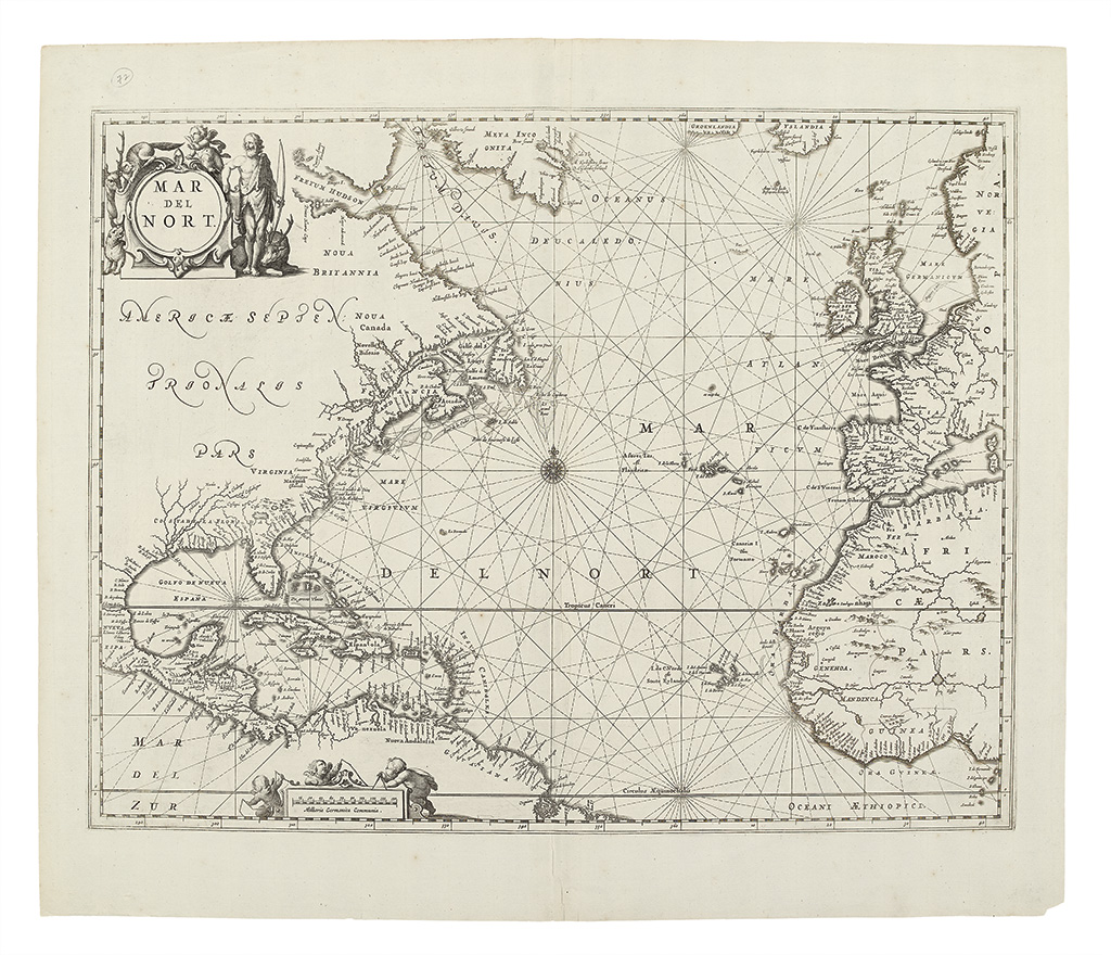 Appraisal: JANSSONIUS JOHANNES Mar del Nort Double-page engraved map of the