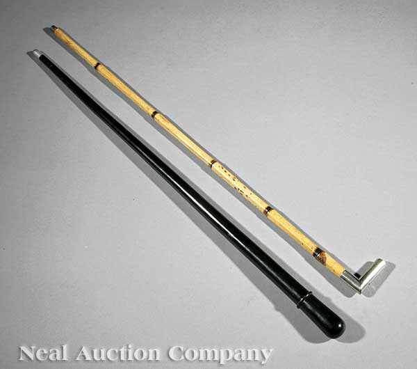 Appraisal: Two English Gadget Canes th c including a chrome-plated match