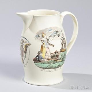 Appraisal: Liverpool Transfer Polychrome-decorated Creamware Jug England early th century with