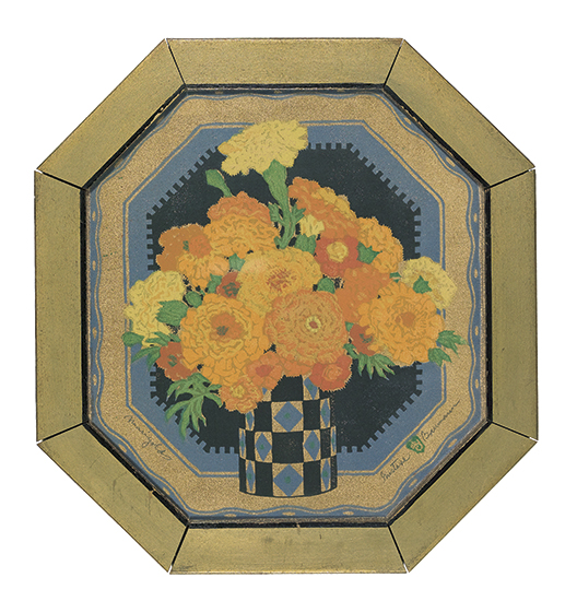 Appraisal: GUSTAVE BAUMANN Marigolds Color woodcut x mm x inches Edition