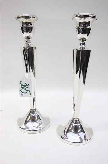 Appraisal: PAIR AMERICAN STERLING SILVER CANDLESTICKS by Seidman pattern Height inches