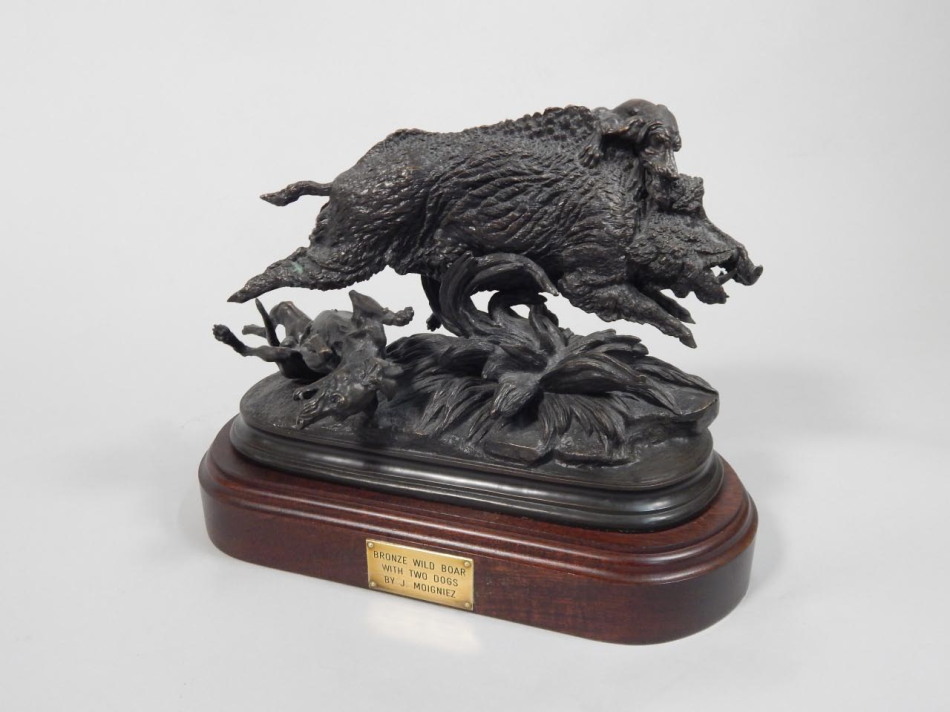 Appraisal: After J Moigniez - Wild Boar with two dogs bronze