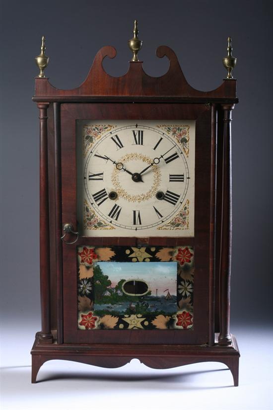 Appraisal: AMERICAN LATE FEDERAL MAHOGANY-CASED AND EGLOMIS MANTLE CLOCK John W