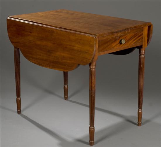 Appraisal: American mahogany drop leaf table Late th century Having two