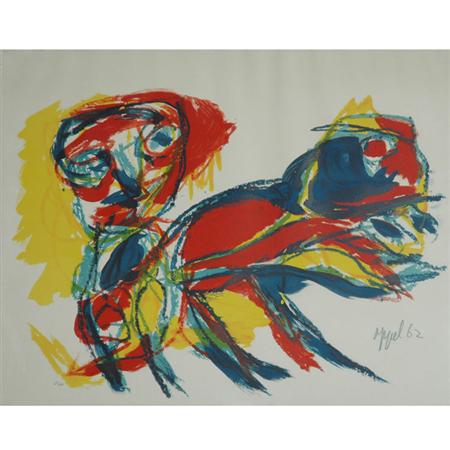 Appraisal: Karel Appel MAN AND ANIMAL Color lithograph Estimate nbsp nbsp