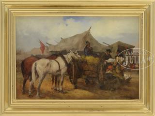 Appraisal: TADEUSZ RYBKOWSKI Polish - FIGURES IN A TRADING CAMP WITH