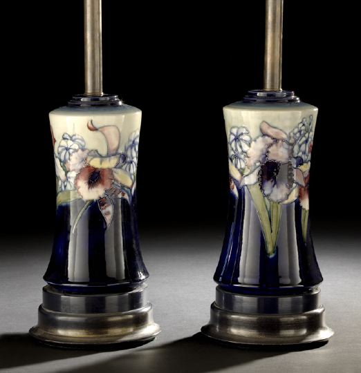 Appraisal: Good Pair of Moorcroft Pottery Table Lamps second quarter th