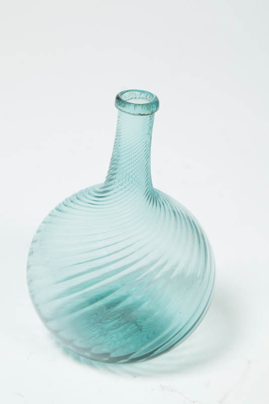 Appraisal: BLOWN GLASS BOTTLE Zanesville nd quarter- th century Aqua with