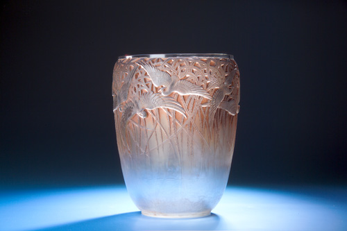 Appraisal: R LALIQUE Vase Aigrettes clear and frosted with sepia patina