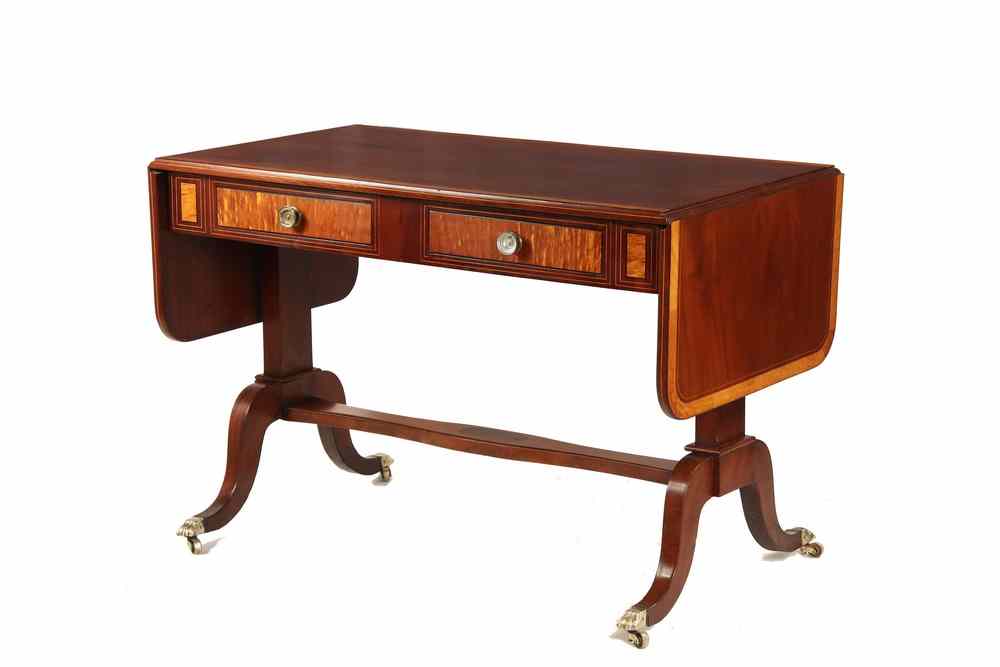 Appraisal: HALL TABLE - Long table with drop leaves in mahogany