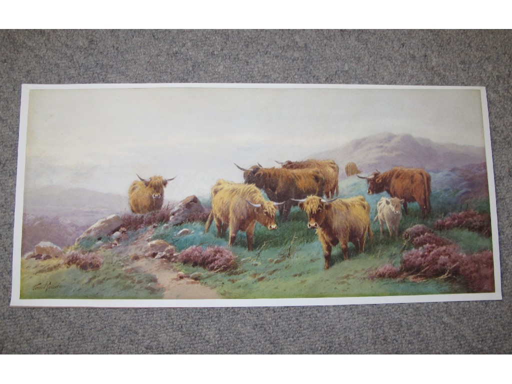 Appraisal: JOHN ROWDEN Unframed watercolour of Highland Cattle in a landscape