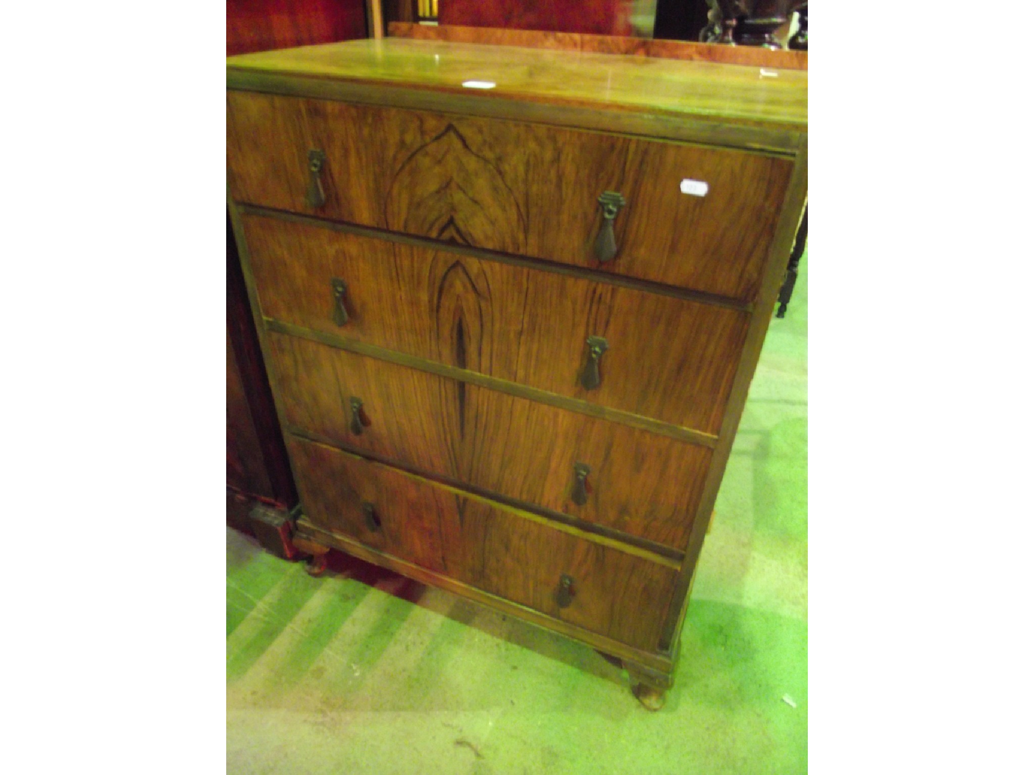 Appraisal: A s s walnut bedroom chest fitted with four long