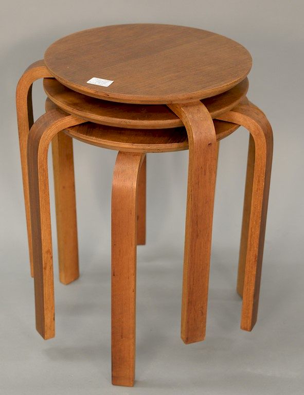 Appraisal: Three Alvar Aalto stacking stools ht in dia in Three