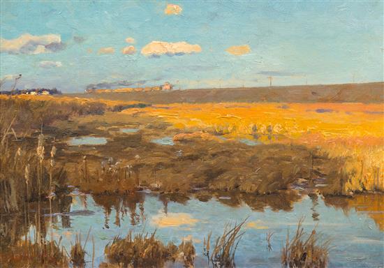 Appraisal: Sale Lot Hermann Hartwich American - Train in the Marshes