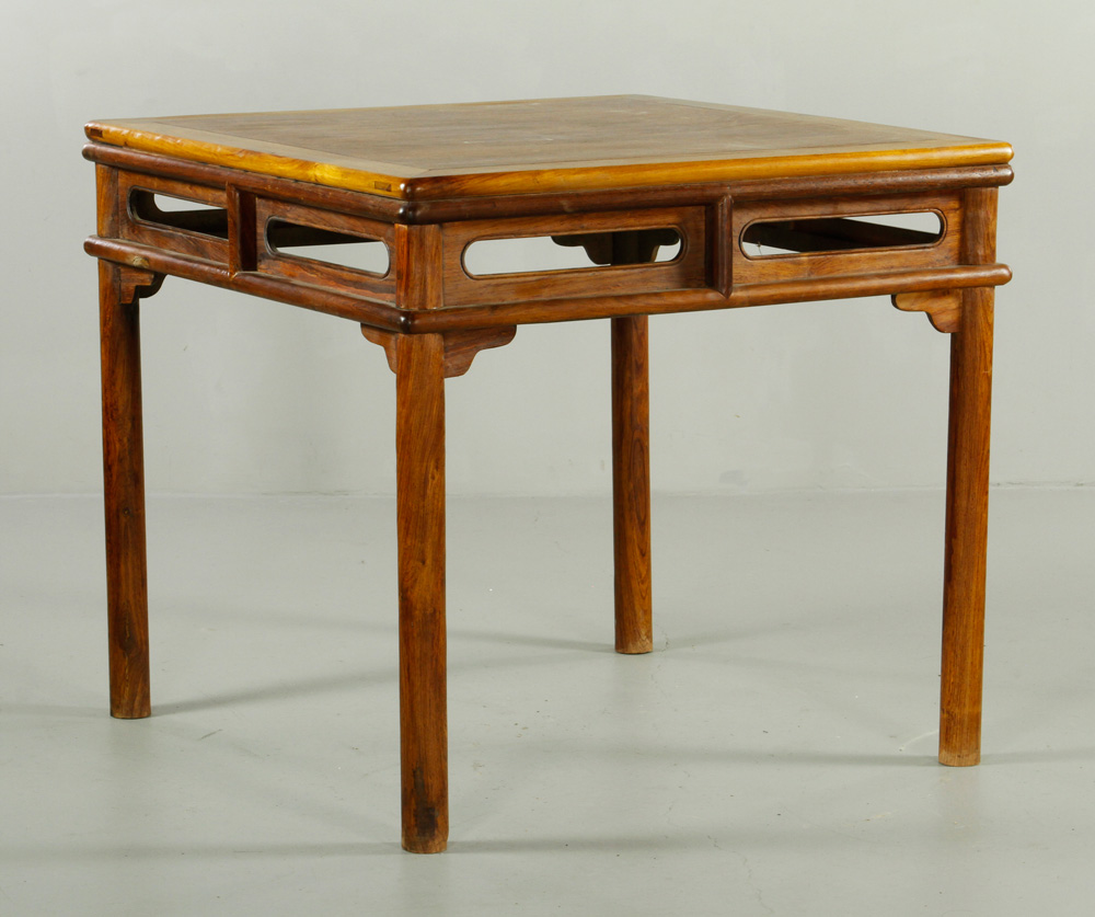 Appraisal: - Chinese Huanghuali Wood Square Table Huanghuali wood square table