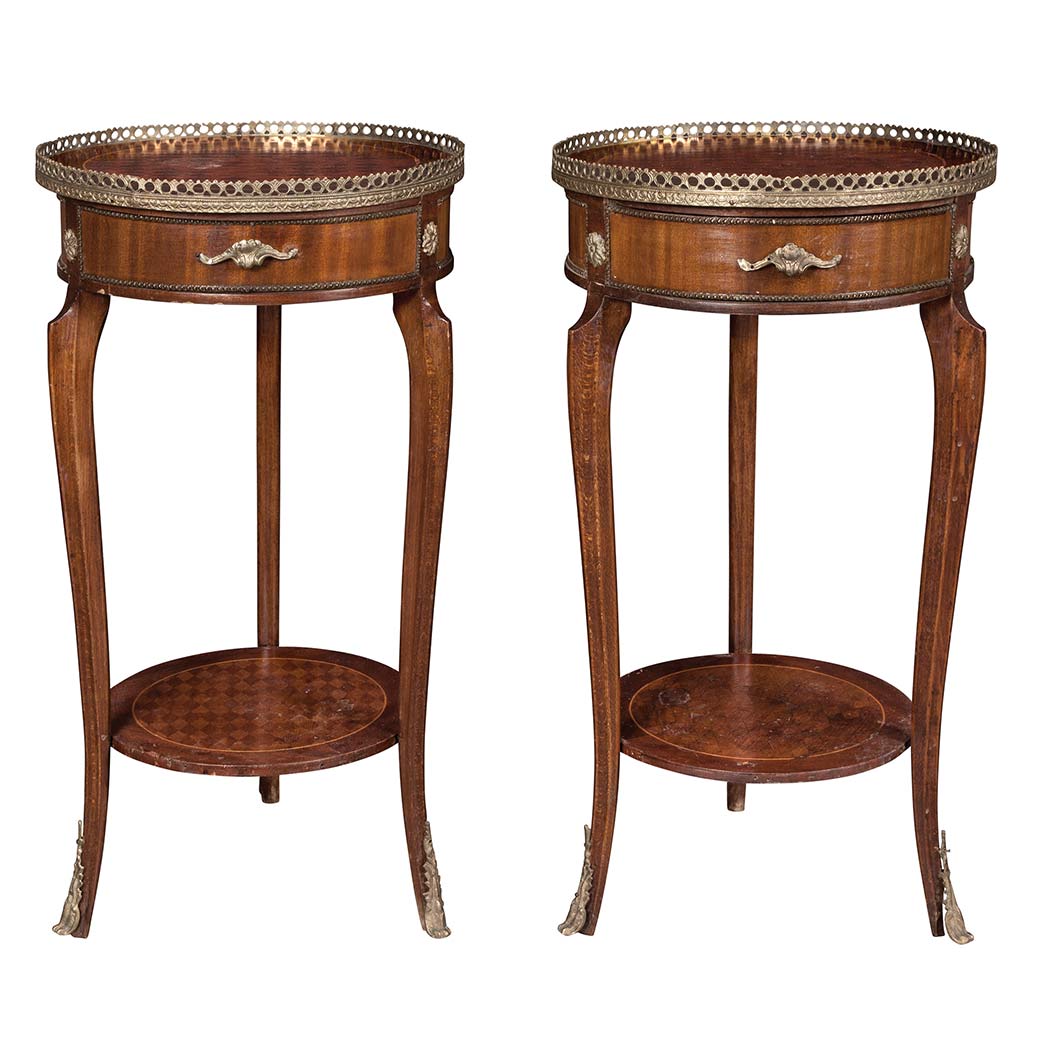 Appraisal: Pair of Transitional Louis XV XVI Style Gilt-Metal Mounted Parquetry