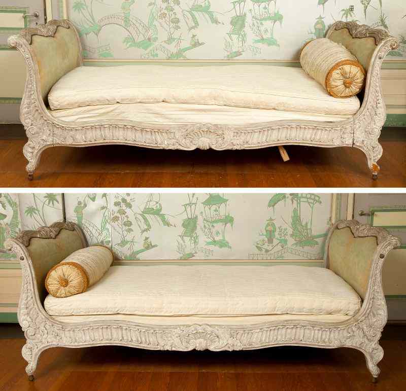 Appraisal: Pair of French Rococo Style Size Bedscirca carved and painted